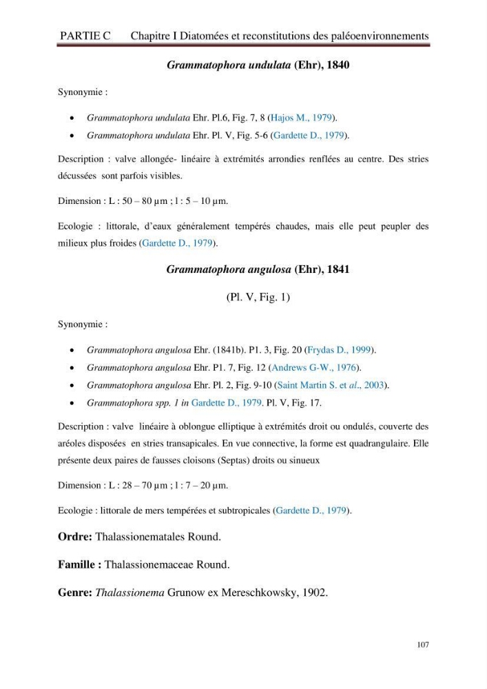 Identification, caractérisation et applications des diatomées fossiles de la région de Mostaganem: