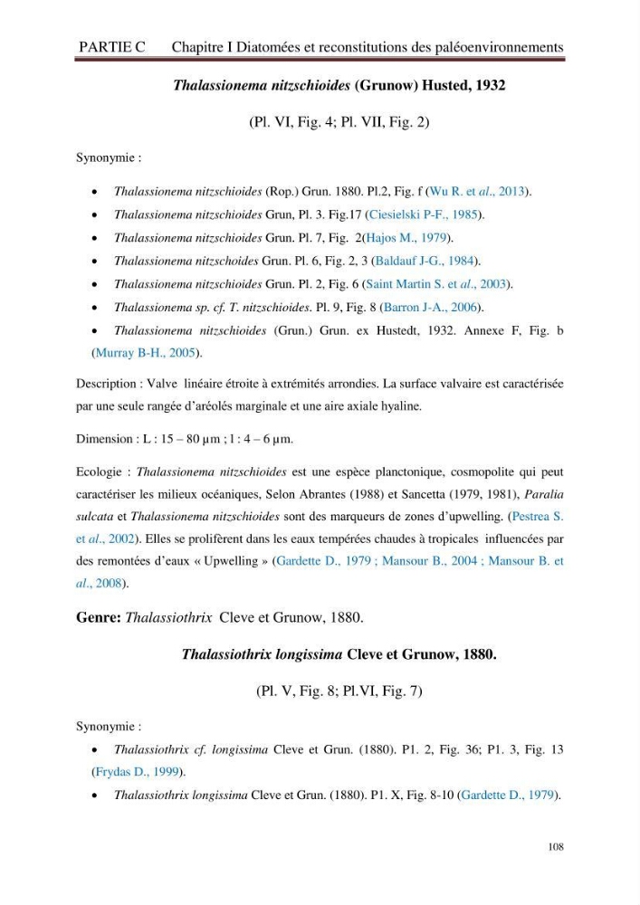 Identification, caractérisation et applications des diatomées fossiles de la région de Mostaganem: