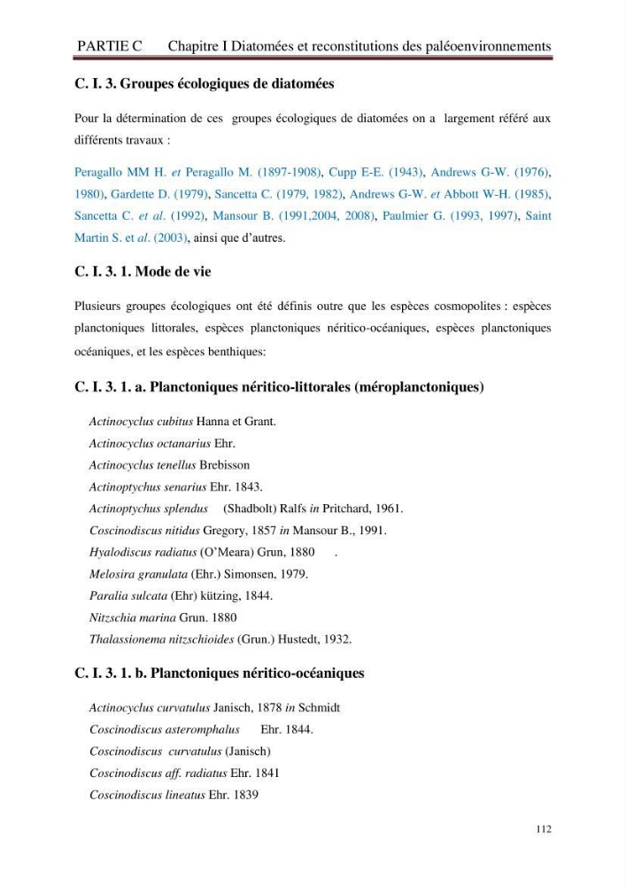 Identification, caractérisation et applications des diatomées fossiles de la région de Mostaganem: