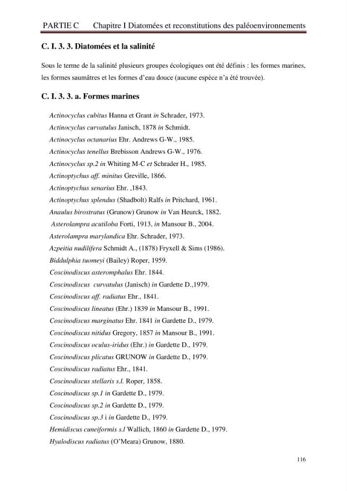 Identification, caractérisation et applications des diatomées fossiles de la région de Mostaganem: