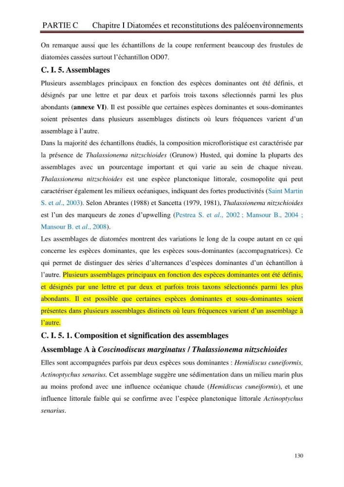 Identification, caractérisation et applications des diatomées fossiles de la région de Mostaganem: