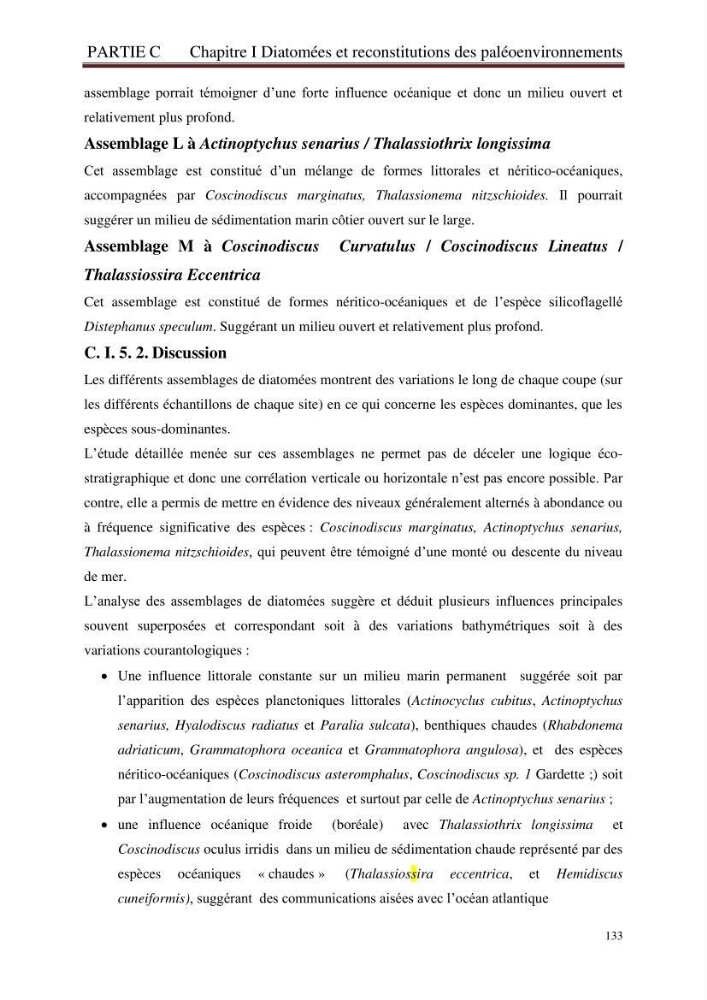 Identification, caractérisation et applications des diatomées fossiles de la région de Mostaganem: