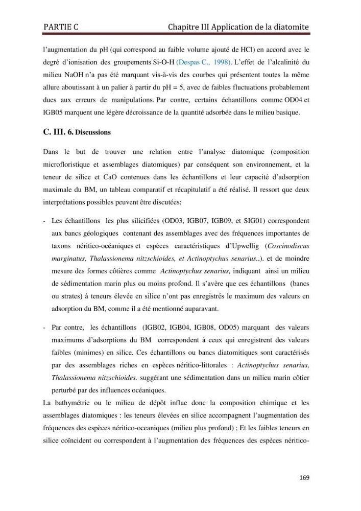 Identification, caractérisation et applications des diatomées fossiles de la région de Mostaganem:
