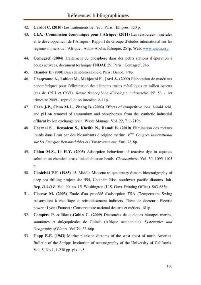 Identification, caractérisation et applications des diatomées fossiles de la région de Mostaganem: