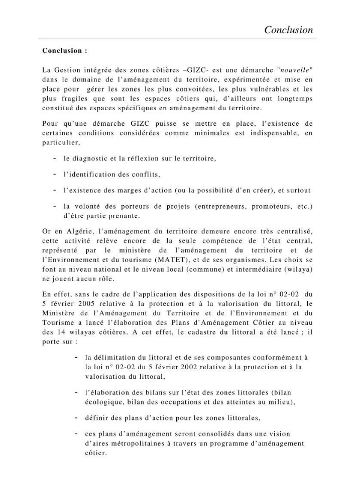 SIG et gestion intégrée des zones côtières en Algerie, difficultés d\'intégration et pistes de sollutions