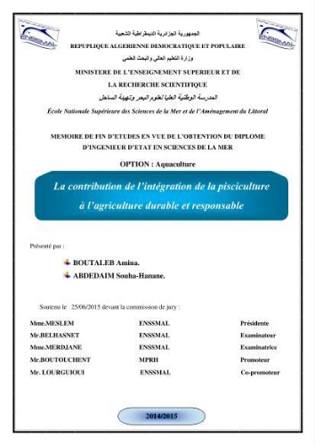 La contribution de l'intégration de la pisciculture à l'agriculture durable et responsable: La contribution de l'intégration de la pisciculture à l'agriculture durable et responsable: