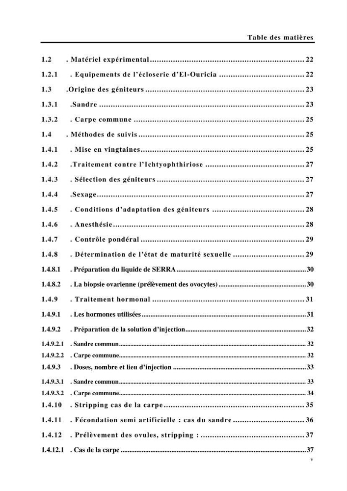 Maîtrise et suivi de la reproduction de quelques espèces de poissons d’eau douce