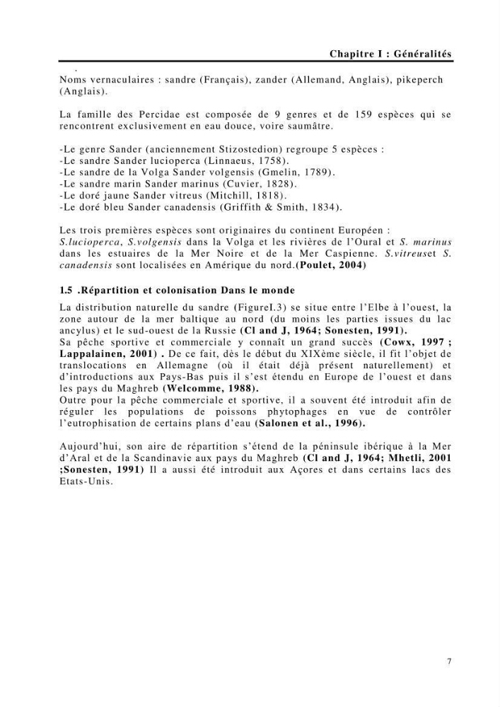 Maîtrise et suivi de la reproduction de quelques espèces de poissons d’eau douce