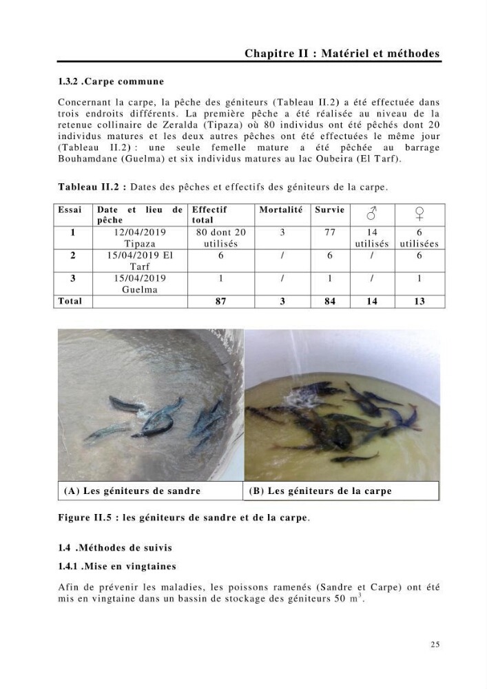 Maîtrise et suivi de la reproduction de quelques espèces de poissons d’eau douce