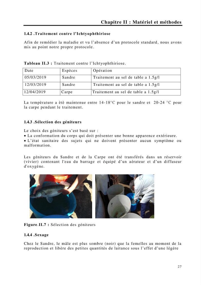 Maîtrise et suivi de la reproduction de quelques espèces de poissons d’eau douce