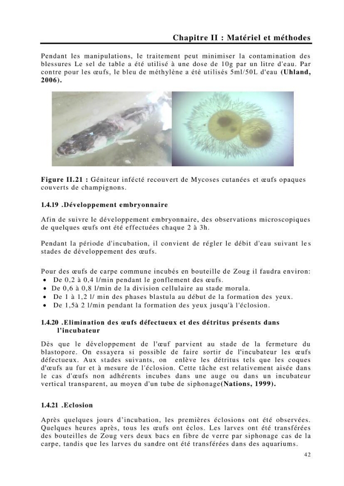 Maîtrise et suivi de la reproduction de quelques espèces de poissons d’eau douce