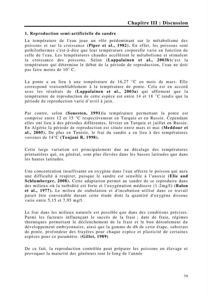 Maîtrise et suivi de la reproduction de quelques espèces de poissons d’eau douce