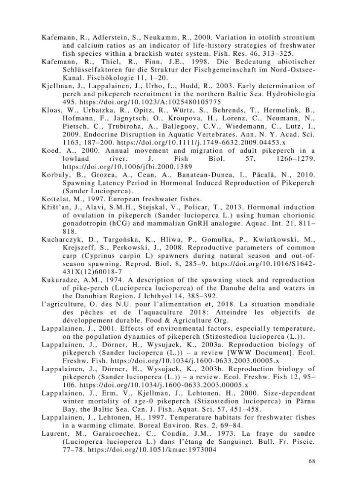 Maîtrise et suivi de la reproduction de quelques espèces de poissons d’eau douce