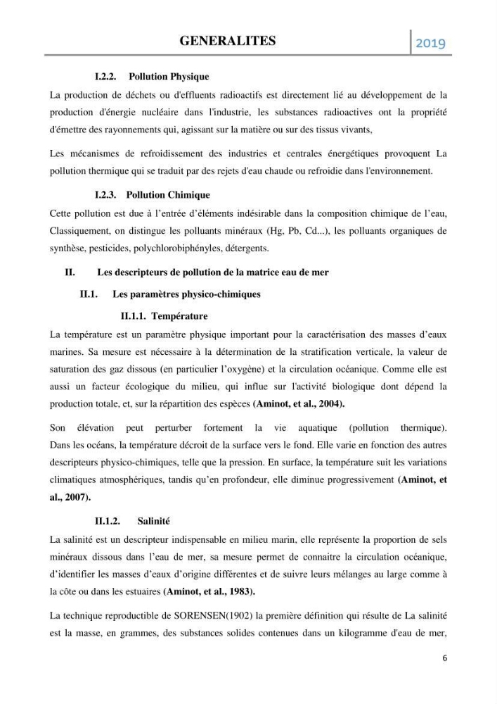 Etude des paramètres d’évaluation des matrices eau et sédiments des plages Est et Ouest de Sidi-Fredj