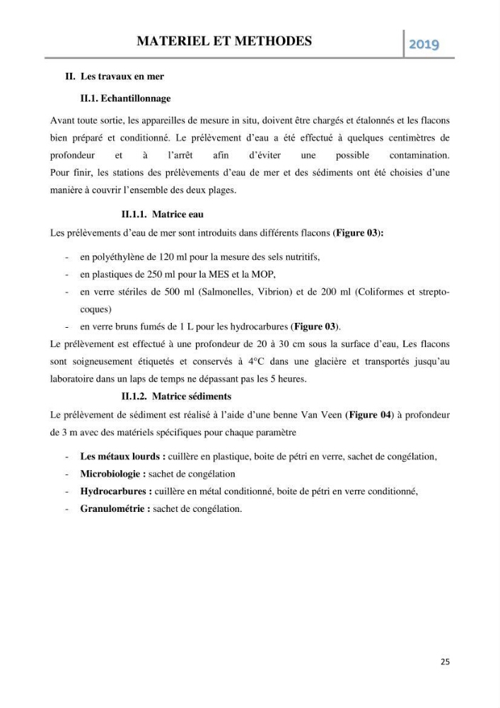 Etude des paramètres d’évaluation des matrices eau et sédiments des plages Est et Ouest de Sidi-Fredj