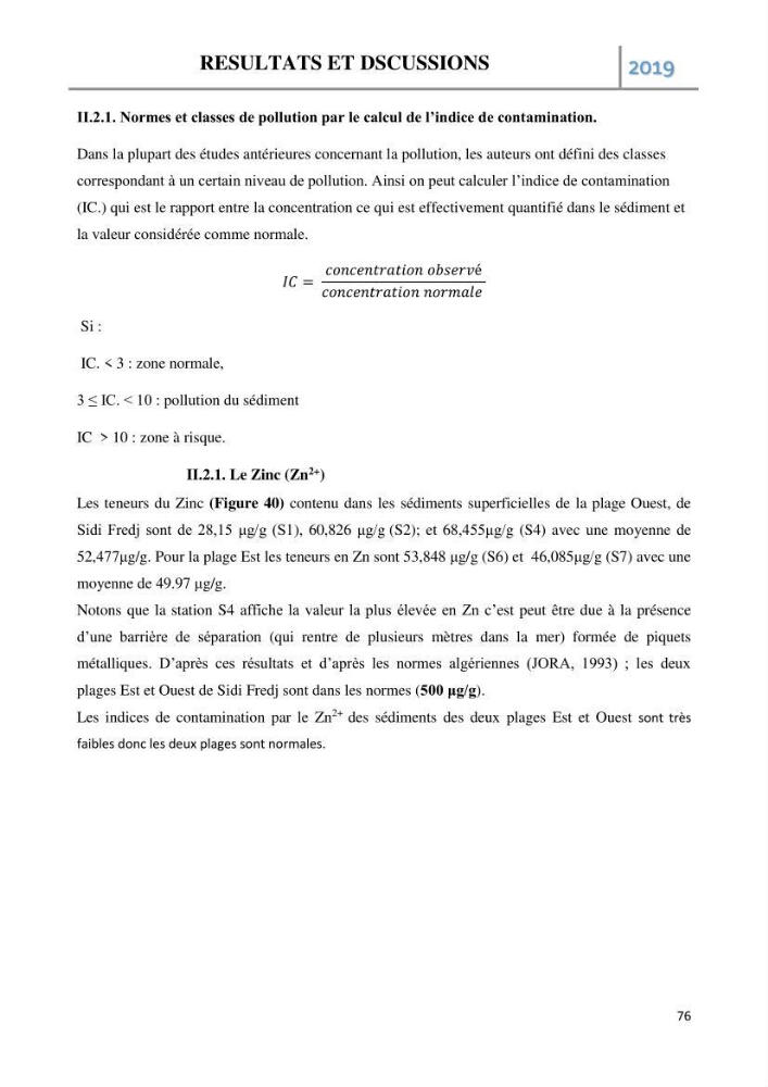 Etude des paramètres d’évaluation des matrices eau et sédiments des plages Est et Ouest de Sidi-Fredj