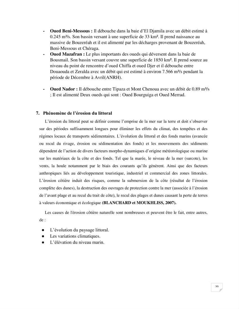 Modélisation des processus hydro sédimentaire de la partie ouest de Sidi Fredj