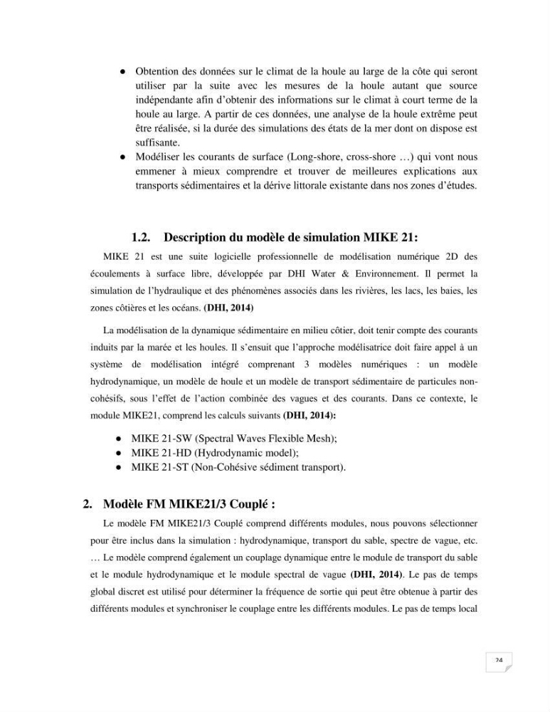 Modélisation des processus hydro sédimentaire de la partie ouest de Sidi Fredj