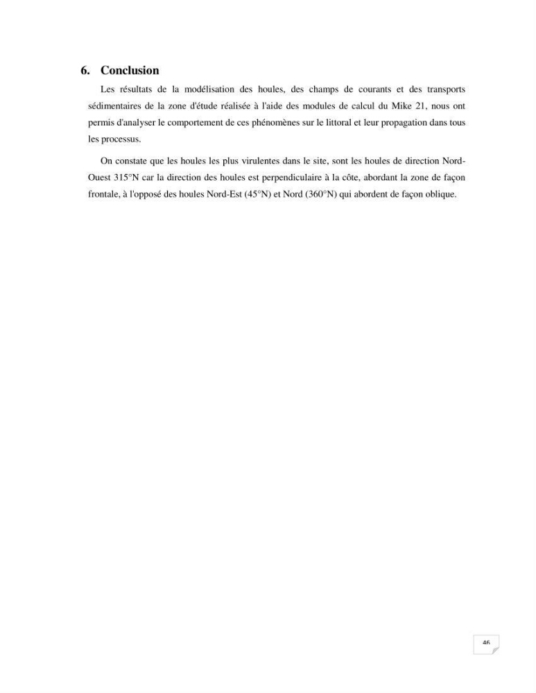 Modélisation des processus hydro sédimentaire de la partie ouest de Sidi Fredj