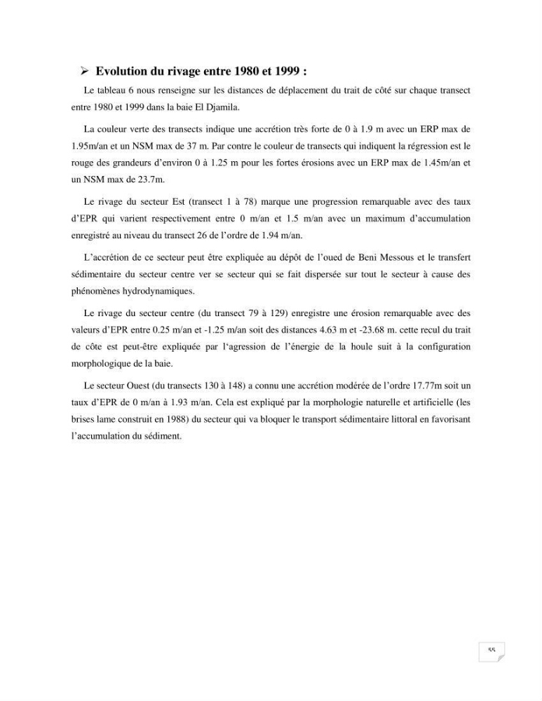 Modélisation des processus hydro sédimentaire de la partie ouest de Sidi Fredj