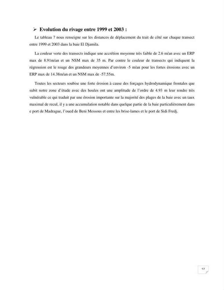 Modélisation des processus hydro sédimentaire de la partie ouest de Sidi Fredj