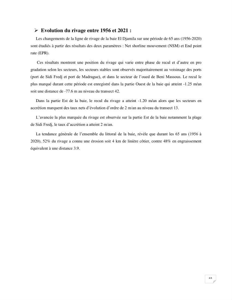 Modélisation des processus hydro sédimentaire de la partie ouest de Sidi Fredj