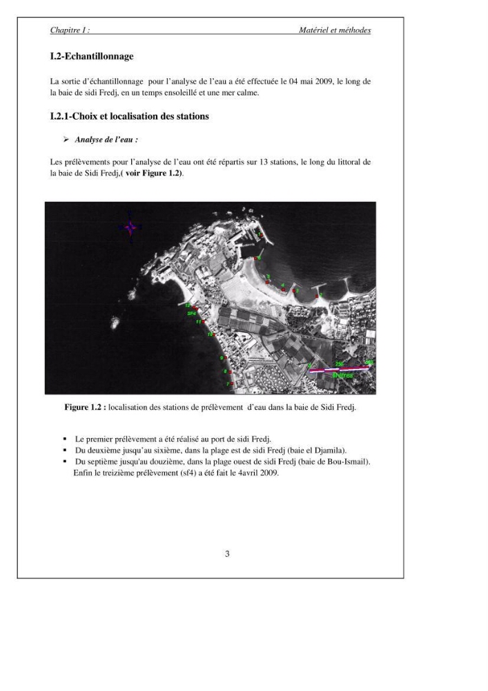 Caractérisation physico-chimiques des eaux de la zone de Sidi Fredj et caractérisation granumétrique de la baie de Bou-Ismail