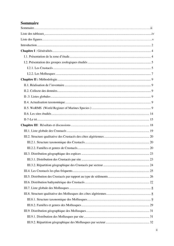 Actualisation de l’Inventaire National des Mollusques et des Crustacés de la côte algérienne