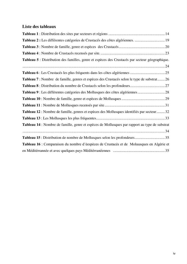 Actualisation de l’Inventaire National des Mollusques et des Crustacés de la côte algérienne