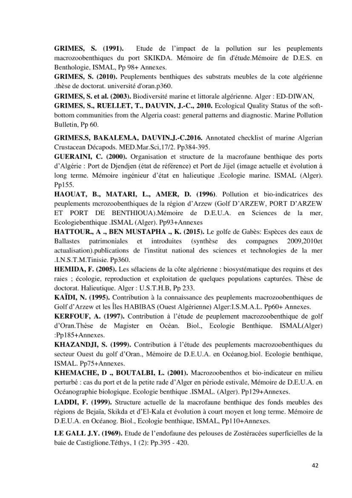 Actualisation de l’Inventaire National des Mollusques et des Crustacés de la côte algérienne