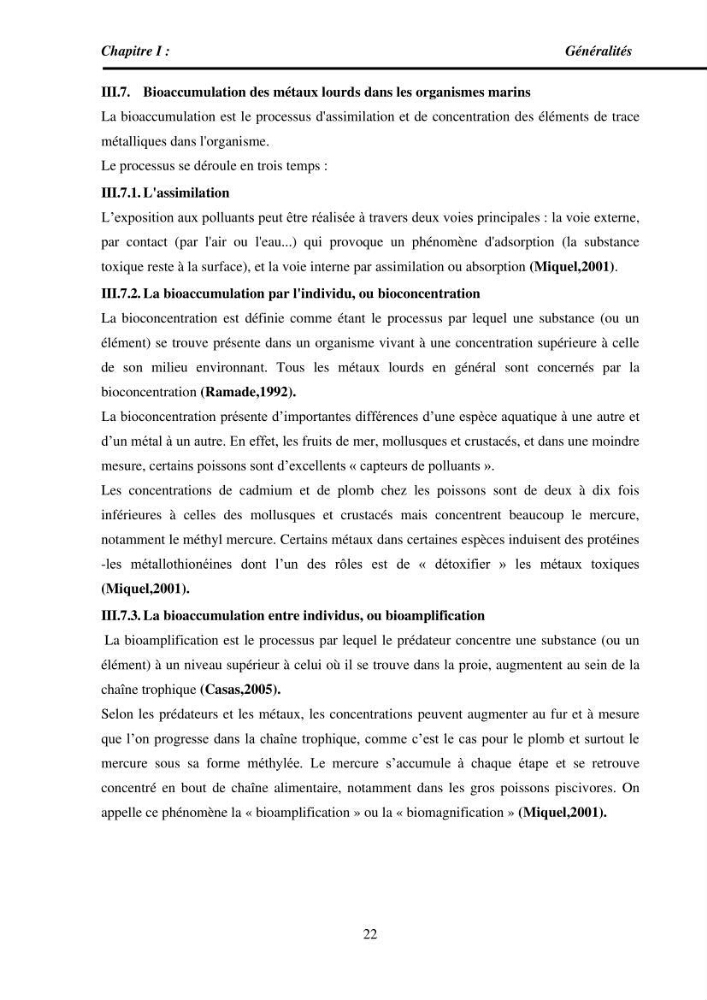 Estimation de la teneur en mercure, métaux lourds et qualitémicrobiologique de quelques espèces de poissons dans la région Algéroise, effets potentiels santé-environnement.