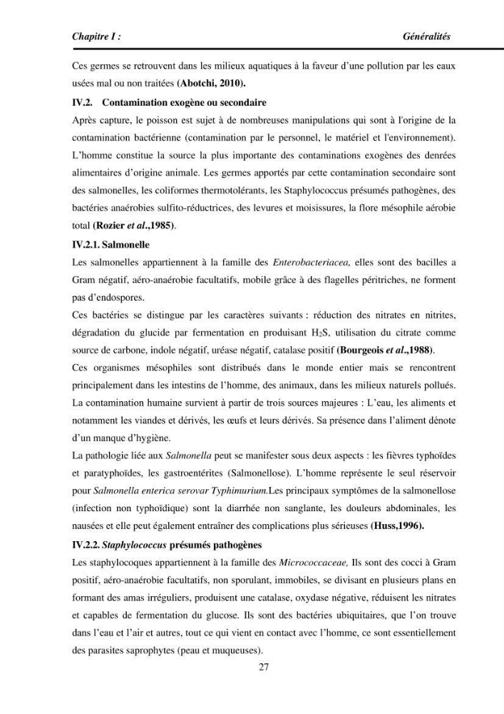 Estimation de la teneur en mercure, métaux lourds et qualitémicrobiologique de quelques espèces de poissons dans la région Algéroise, effets potentiels santé-environnement.