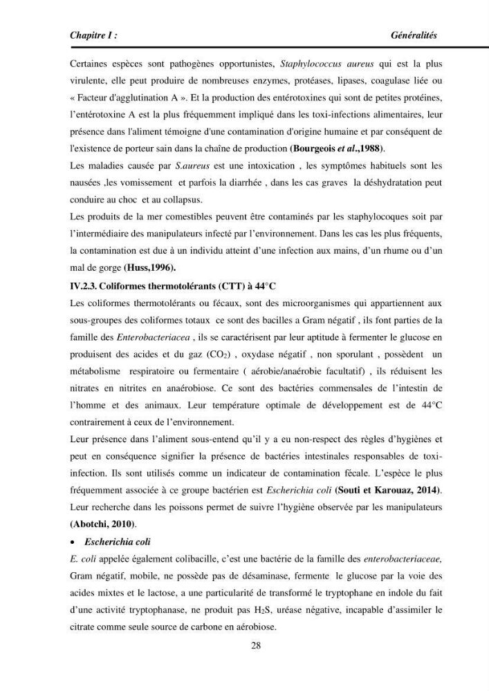 Estimation de la teneur en mercure, métaux lourds et qualitémicrobiologique de quelques espèces de poissons dans la région Algéroise, effets potentiels santé-environnement.
