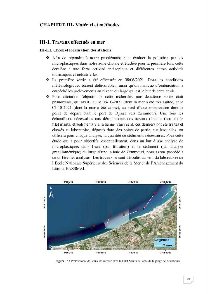 Evaluation des microplastiques dans les sédiments et les eaux de surface de la baie de Zemmouri