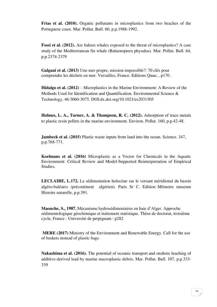 Evaluation des microplastiques dans les sédiments et les eaux de surface de la baie de Zemmouri