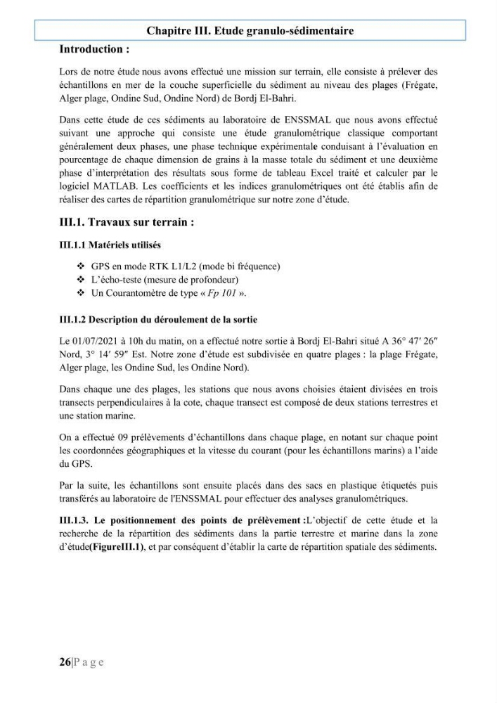 Quantification de transit sédimentaire longitudinal de la région Est de la Baie d’Alger: Cas d’étude : les plages sableuses de la commune de Bordj-El-Bahri