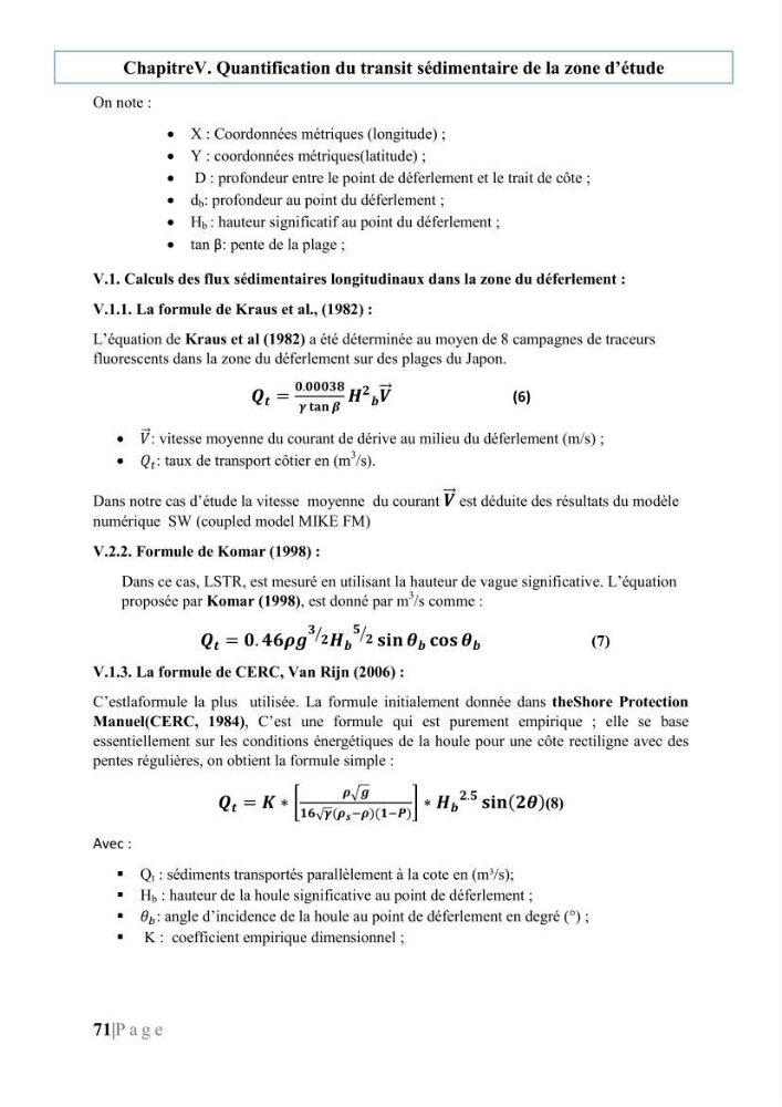 Quantification de transit sédimentaire longitudinal de la région Est de la Baie d’Alger: Cas d’étude : les plages sableuses de la commune de Bordj-El-Bahri