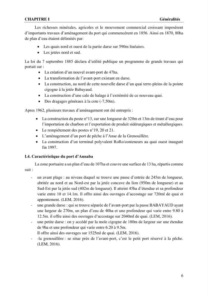 Caractérisation de l’agitation et l’ensablement des ports et proposition de solutions de protection cas du port d’Annaba