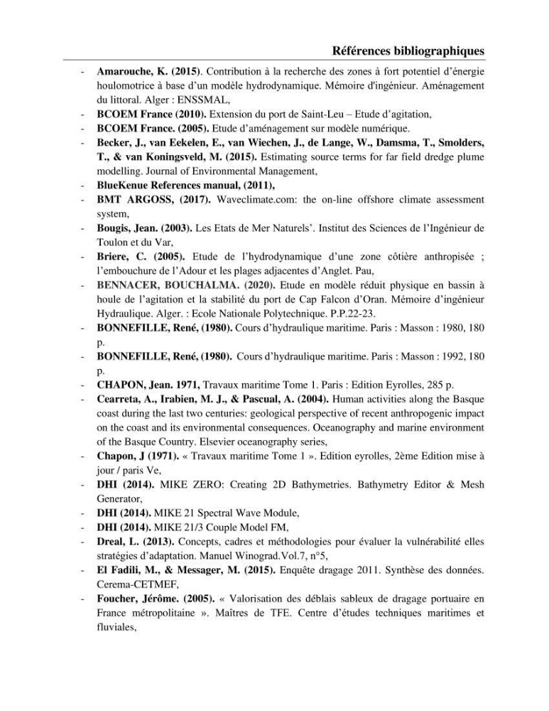 Caractérisation de l’agitation et l’ensablement des ports et proposition de solutions de protection cas du port d’Annaba