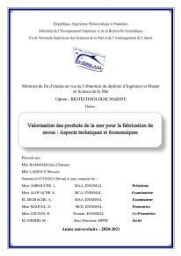 Valorisation des produits de la mer pour la fabriction de savon: Aspects techniqueset économiques