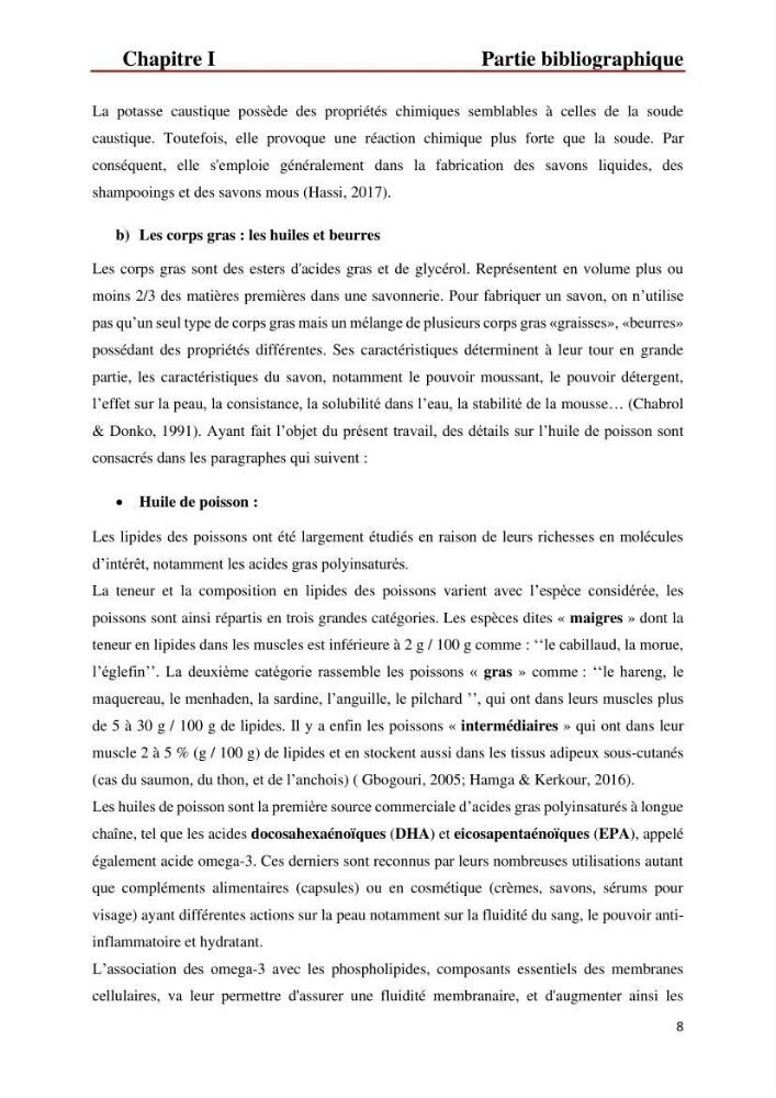 Valorisation des produits de la mer pour la fabriction de savon: Aspects techniqueset économiques