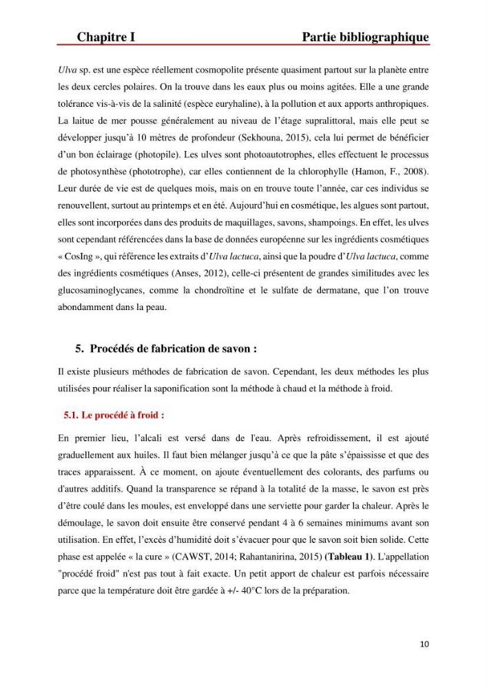 Valorisation des produits de la mer pour la fabriction de savon: Aspects techniqueset économiques