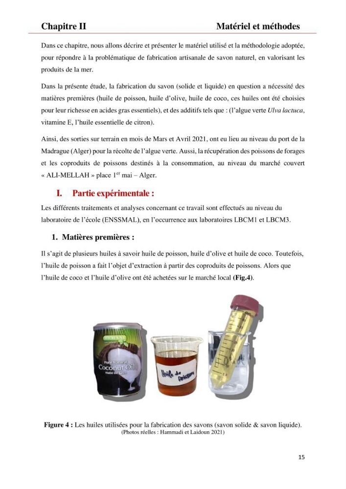 Valorisation des produits de la mer pour la fabriction de savon: Aspects techniqueset économiques