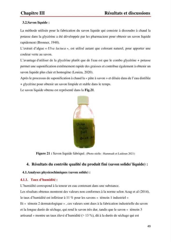 Valorisation des produits de la mer pour la fabriction de savon: Aspects techniqueset économiques