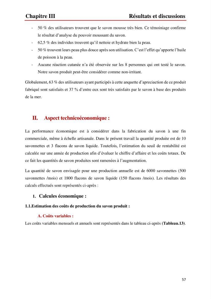 Valorisation des produits de la mer pour la fabriction de savon: Aspects techniqueset économiques