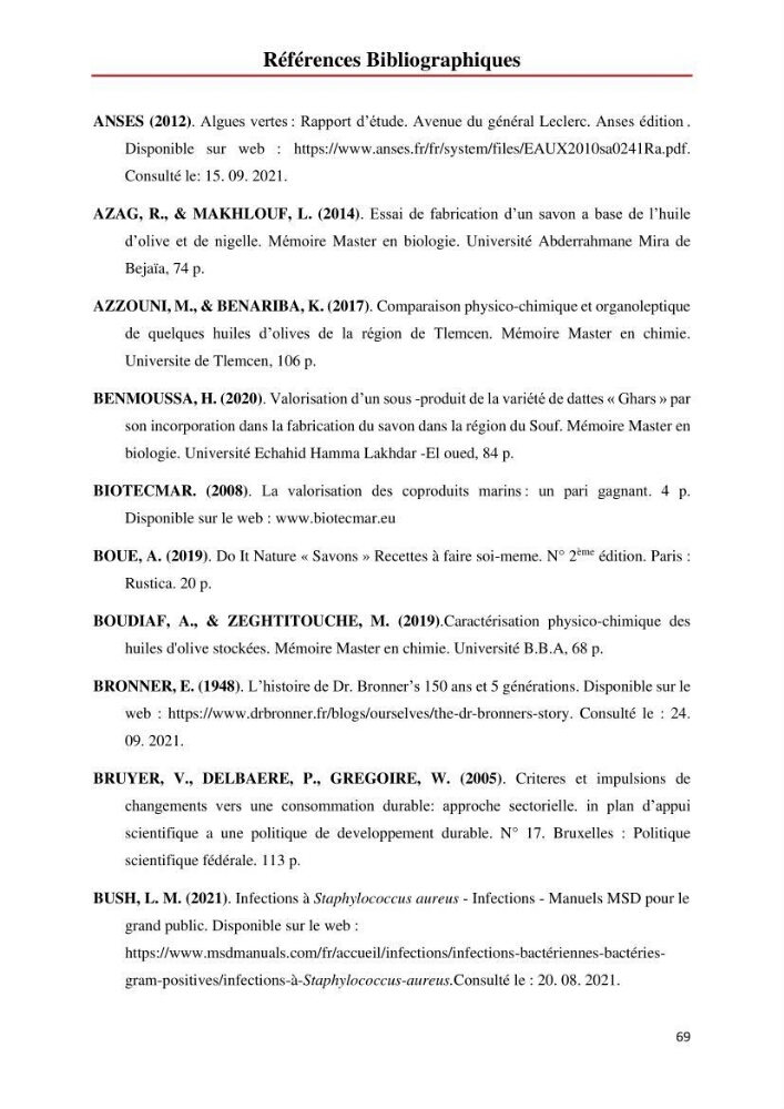 Valorisation des produits de la mer pour la fabriction de savon: Aspects techniqueset économiques