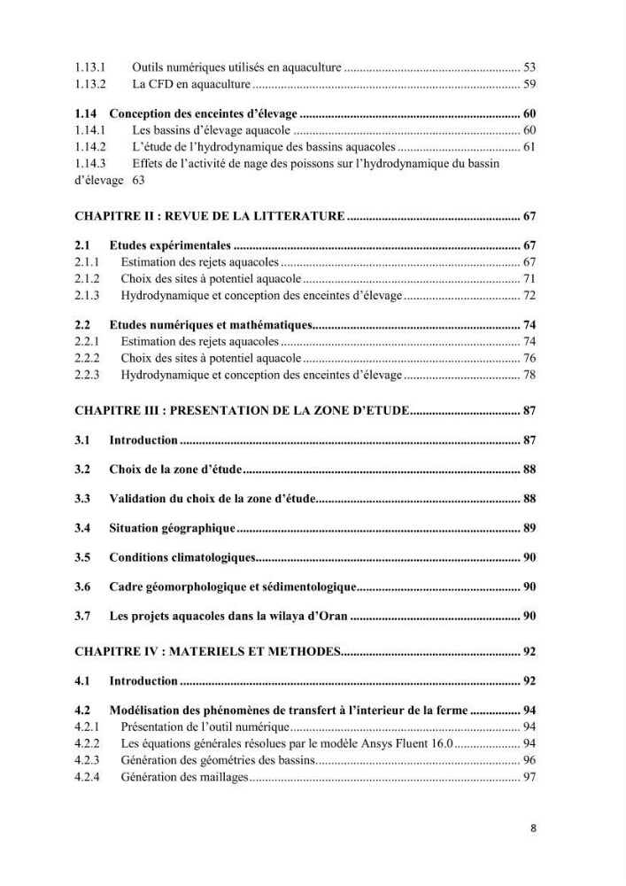 Modélisation des phénomènes de transport en ingénierie aquacole