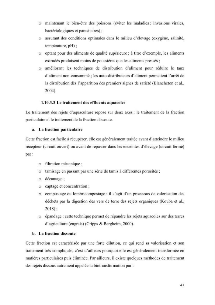Modélisation des phénomènes de transport en ingénierie aquacole