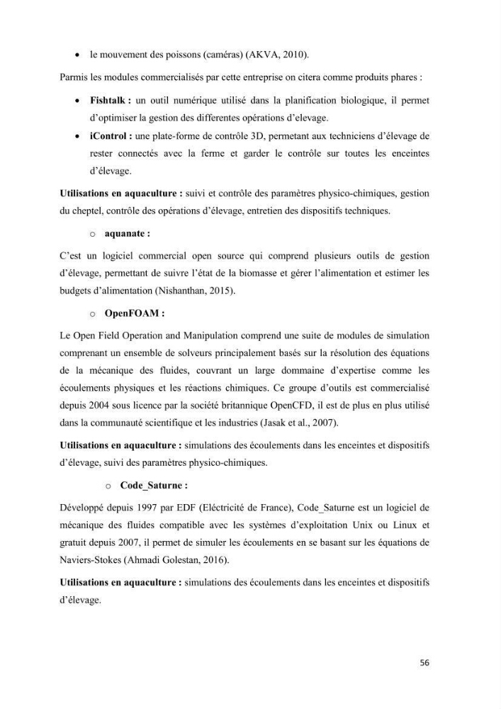 Modélisation des phénomènes de transport en ingénierie aquacole