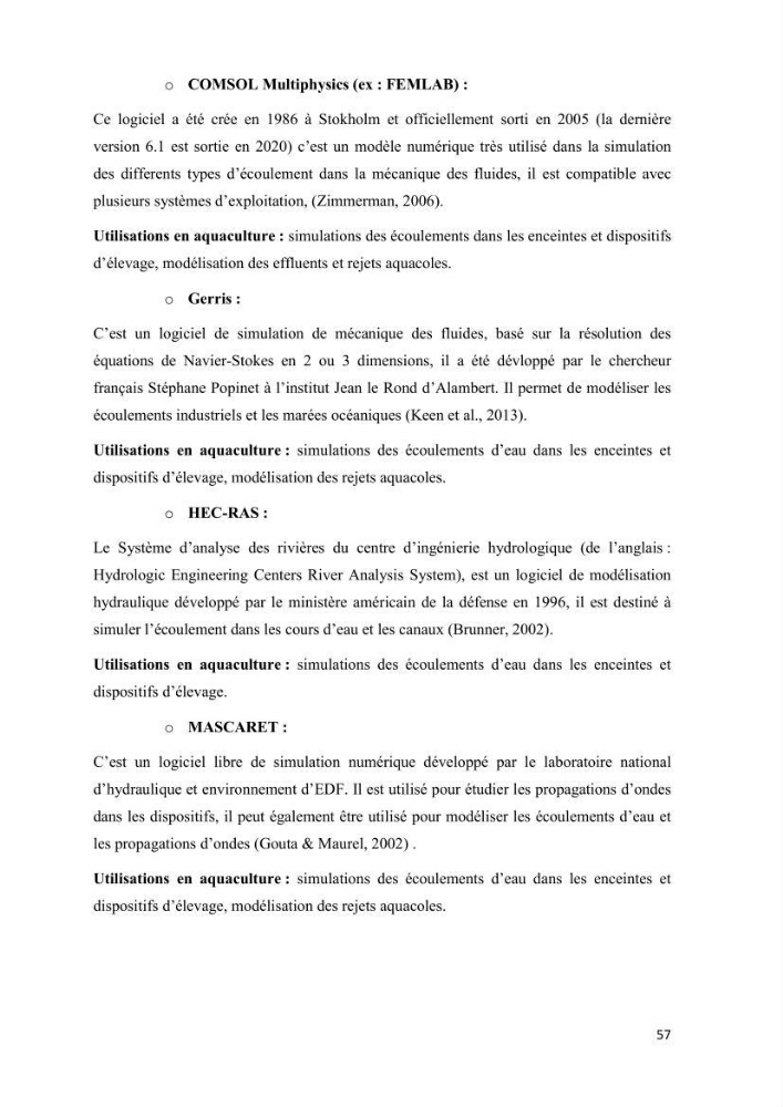 Modélisation des phénomènes de transport en ingénierie aquacole